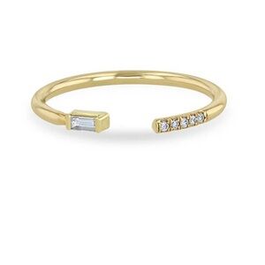 Zoe Chicco 14K BAGUETTE & PAVÉ DIAMOND OPEN RING - size 6